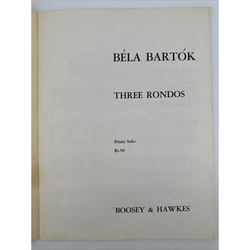Bela Bartok Three Rounds Piano Solo 1957 Sheet Music Vintage Boosey‎ & Hawkes